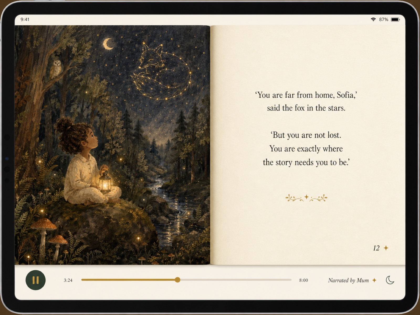 App screen: reading the book