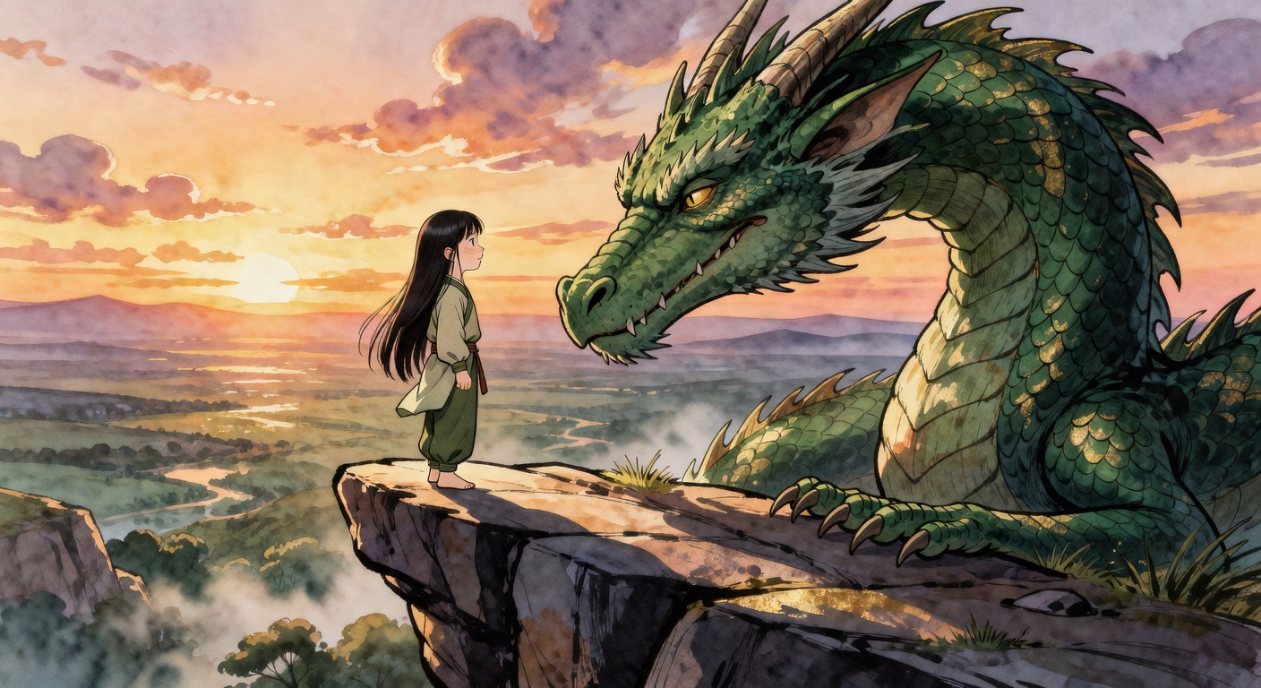 Illustration of Maya with a dragon